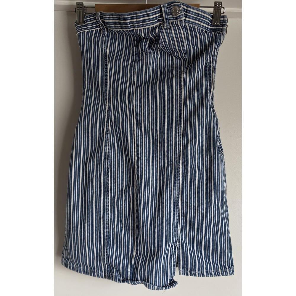Zara Strapless Mini Dress XS Blue White Striped Sleeveless Sundress Bodycon